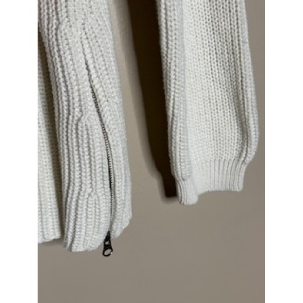 Caroline Grace White Shaker Knit V-Neck Sweater Side Zip Pullover Womens XL/TG - Picture 3 of 5